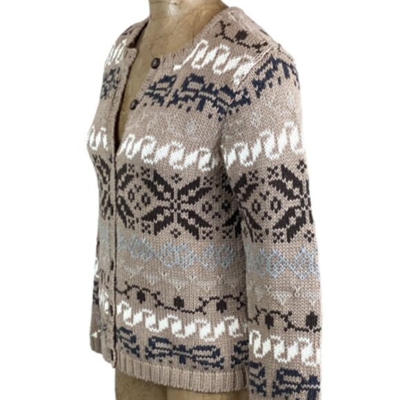 Talbots Nordic Fair Isle Cardigan Sweater Sz S #337L - Picture 5 of 9